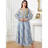 Middle East Indonesia Saudi Arabia Fashion Mesh Embroidered Long Skirt Women's Closed Sleeve Robe Dubai Dress Dresses