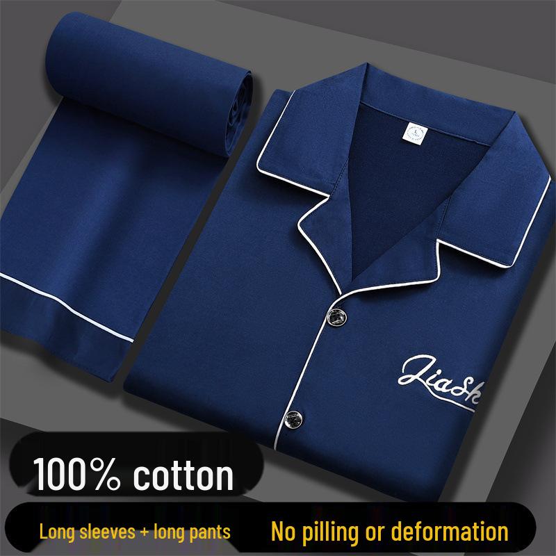 Pijamale Bărbați Mânecă Lungă din Bumbac 100% Pur - Croială Largă, Mărimi Mari, Articole de Casă de Primăvară/Toamnă pentru Toate Vârstele.