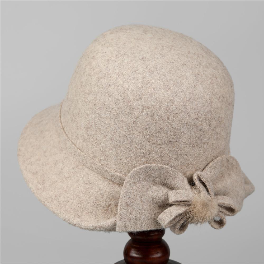 Middle-Aged Mother Hat Season Wool Warm Bucket Hat Old Lady Grandma Elegant Basin Hat