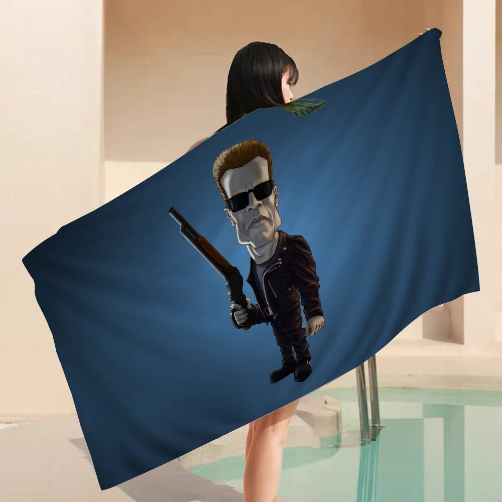 Classic Movie T-Terminator Microfiber Beach Towel Absorbent Quick Dry Soft Yoga Swimming Resort Mountain Climbing Towel