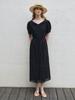 OUEL Chiffon Edge Sailor Collar Dress_Black