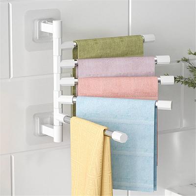 1PC 2-8-Bar Portasciugamani in Alluminio Argentato con Bracci Oscillanti Portasciugamani Supporto Appeso Cucina Salva Spazio Staffa da Parete