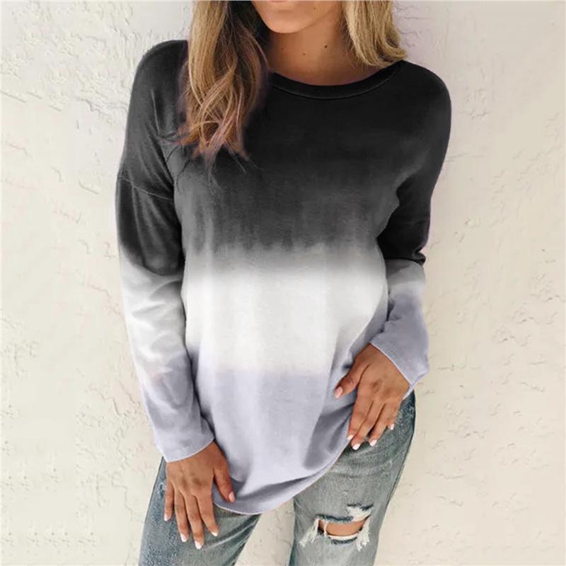 

European and American Autumn/Winter Tie-Dye Gradient Long-Sleeve Round Neck Women s Sweatshirt. S чорний