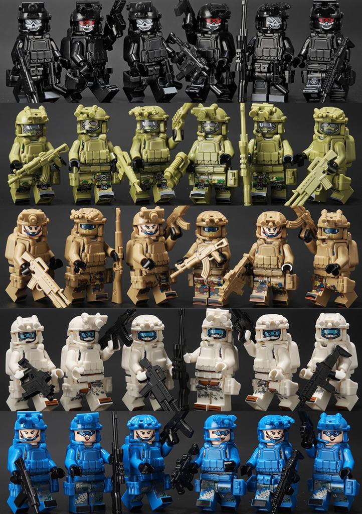 Military building blocks Veyron Police SWAT mini humanoid dolls special forces ghost soldiers assembled children's toys birthday gifts.