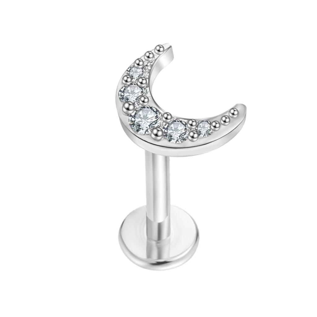 G23 Titanium Threadless Piercing16G/18G/20G  Heart Shape Flower Push Pin Labret Lip Ring Stud Piercing Earring Zircon