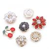 3 Stück Strassperlenblumen-Knopfabdeckungen Legierungsblumen-Manschettenknöpfe für Hemd Kleid Dekoration