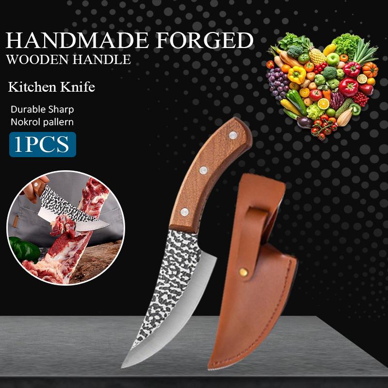 WXCOO Hand Forged Boning Knife High-hardness Hammered Butcher Knife Stainless Steel Boning Knife with Sheath Kitchen Supplies