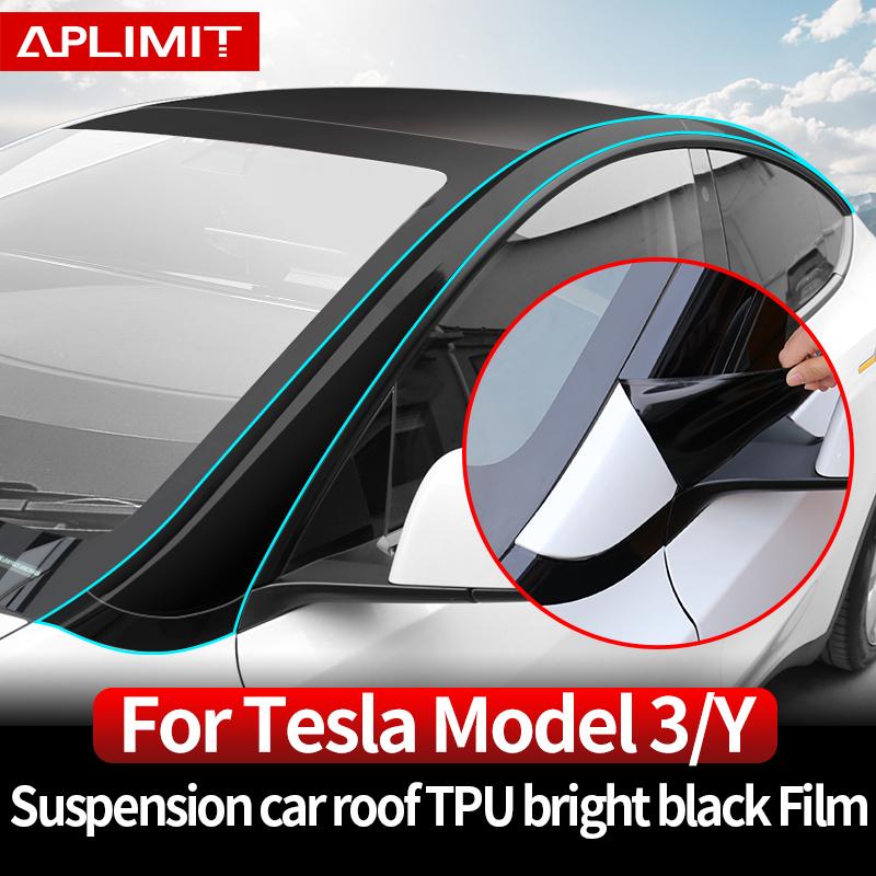 

For Tesla -2023 Model3 ModelY Invisibility Protective Membrane Car Suspension Roof Bright Black Film Decoration Accessories 3 Bright Black Film