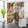 Brown Marble Shower Curtain, Modern Abstract Fabric Shower Curtain for Bathroom, Luxury Art Decor Brown Gold Ink Texture Waterco