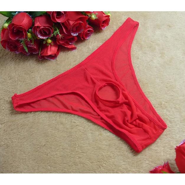 Sexy Underwear Men Passion T-back Perspective Gauze Hole Underpant Sexy Lingerie Men Underwear Solid Sexy Lingerie