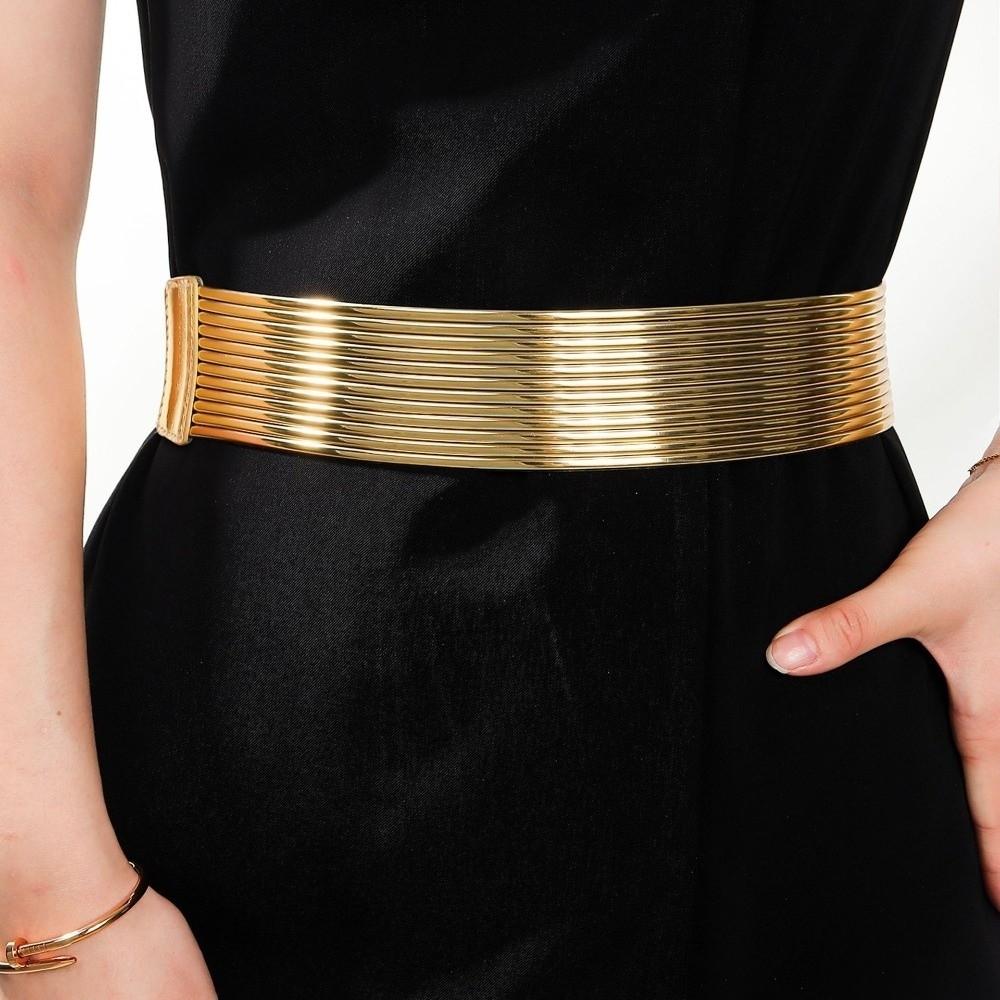 Bright Women Waist Belt Gold Elastic Cummerbunds Simple Waist Corset Belts  Party