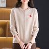 Women's Plus Size Wool Cardigan: Button-Down, Round Neck, Loose Short Style for Autumn/Winter