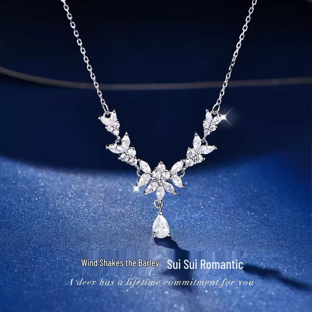 2025 Luxury Sterling Silver Wheat Ear Clavicle Necklace for Women s Birthday Gift Sterling Silver