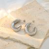 Fashion Light Luxury Geometric C-Shaped Hollow Earrings Women'S Simple High-End Titanium Steel Jewelry Earrings