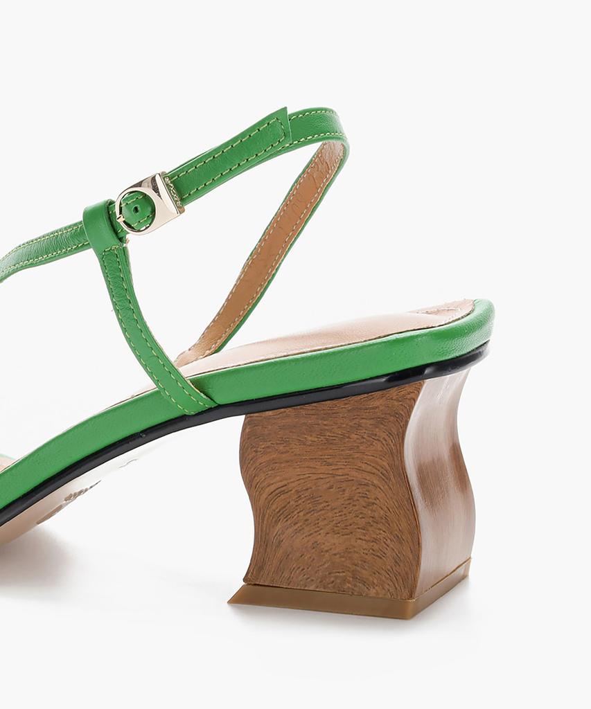 Recur Ecur Anello Artistic Wooden Heel Strap Sandals Green 1209