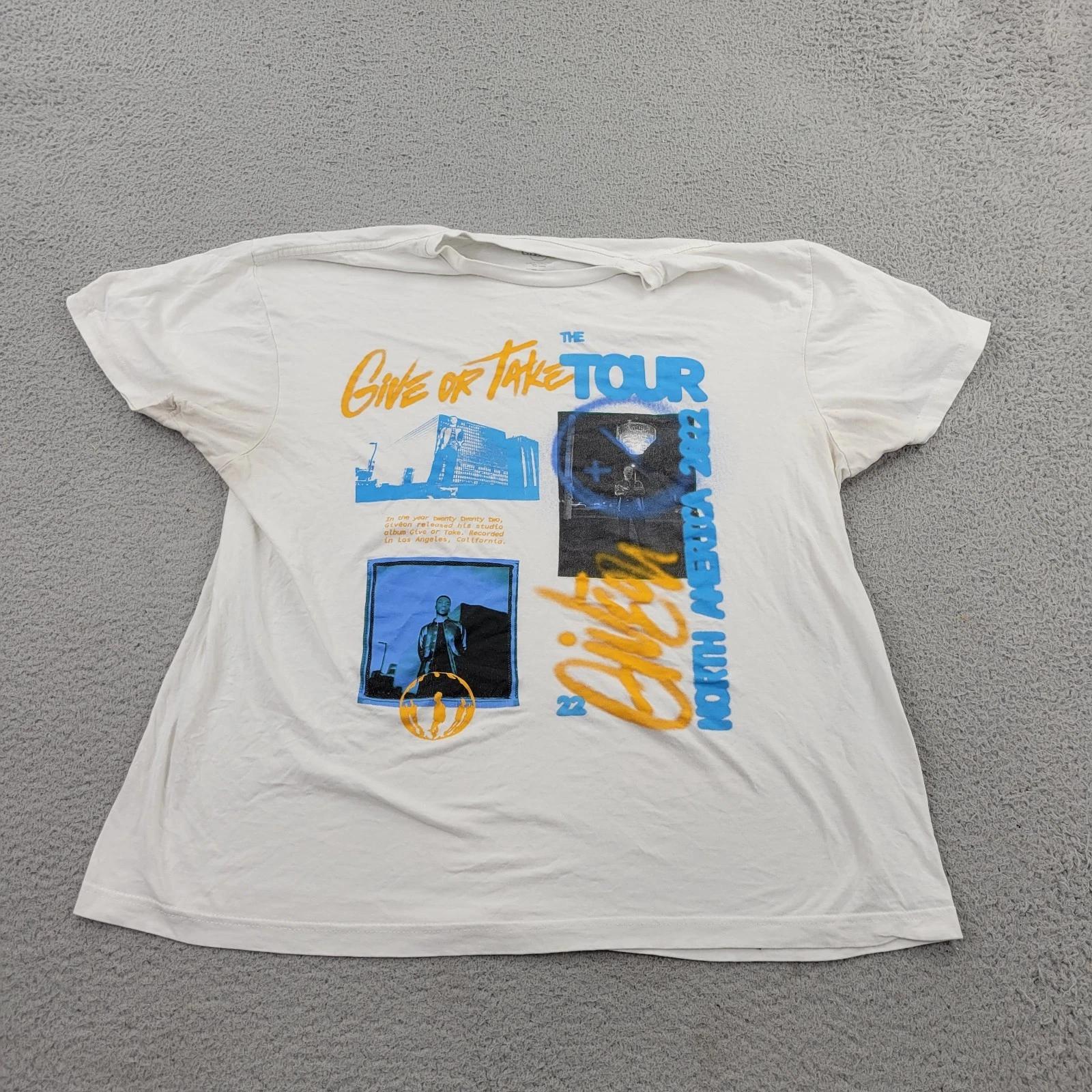 

Giveon Shirt Mens XL White Give Or Take Tour 2022 Concert Graphic Short Sleeve 2XL