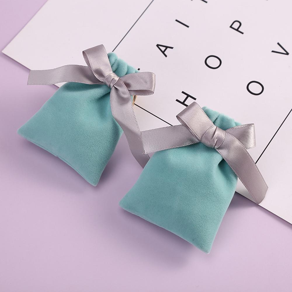 Wedding Bow Necklace Pouches Drawstring Gift Packaging Velvet Pouch Jewelry Bags Packaging Bags