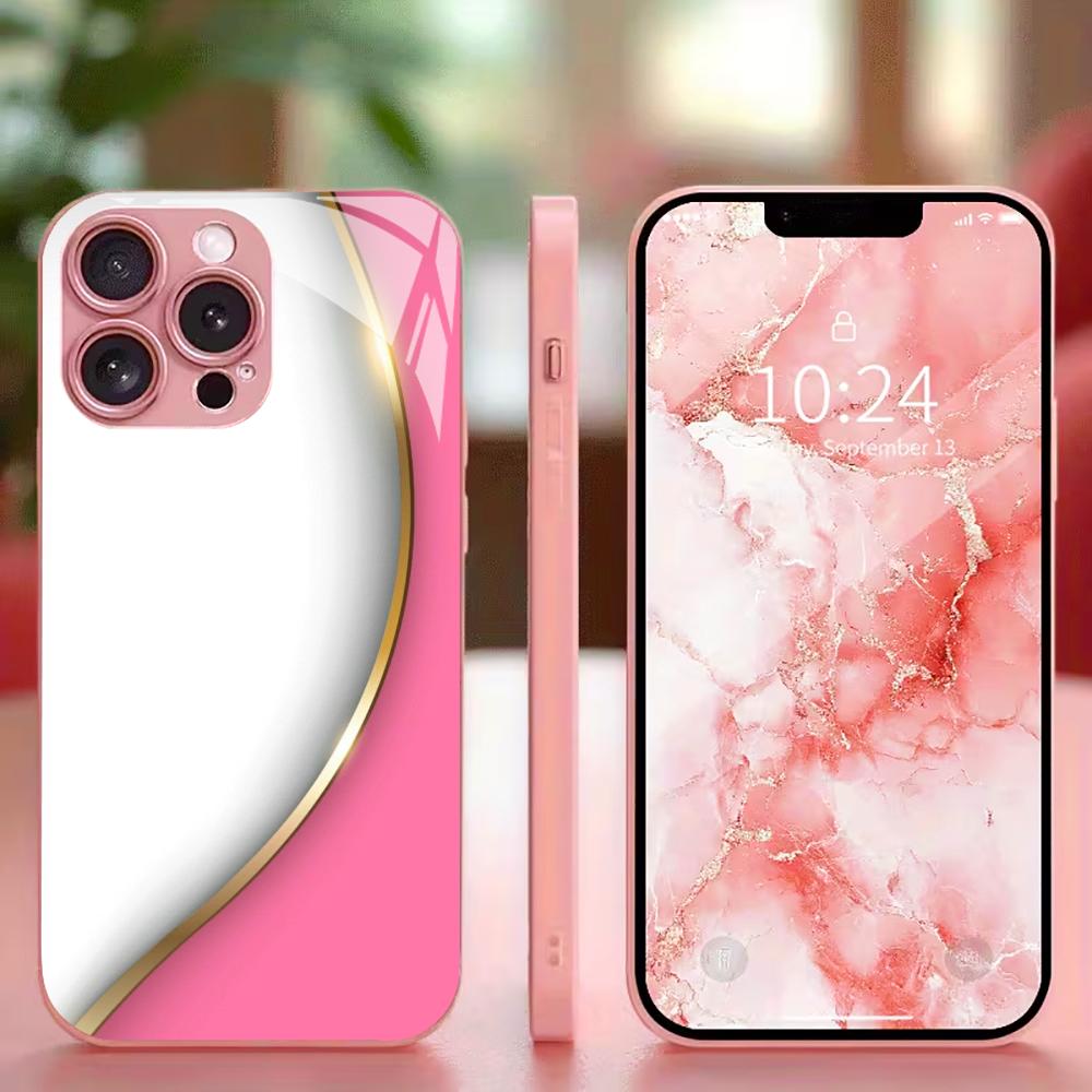 Female New Hot-selling Protective Case Phone Case Metallic Paint Glass PhoneCase for iPhone 17 16 15 14 13 12pm Pro Plus Madam