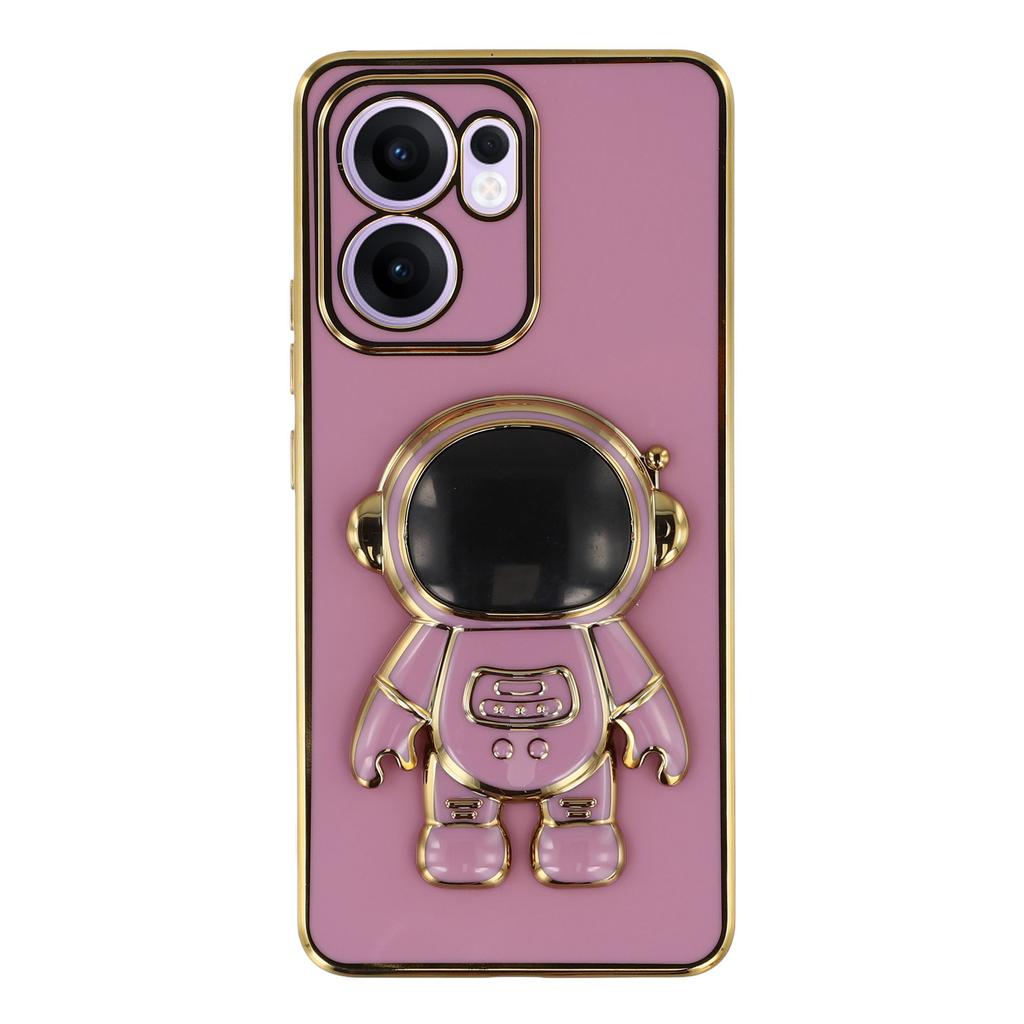 For Oppo Reno13 F 4G/5G Case Electroplating Soft TPU Phone Cover with Astronaut Hidden Kickstand