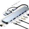 8-in-1 USB 3.0 Multiport Hub with TYPE-C Dock Supports TF/PD Reading 3.5mm Audio Interface USB 3.5 Audio Dock for Computers