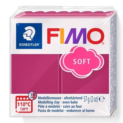 Knetmasse - STAEDTLER - FIMO SOFT - Glasiertes Himbeerrot - 57g - Weich und leicht zu kneten