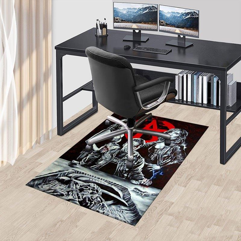 1pc Sons of Anarchy Themed Office Carpet Chair Mats - Durable Polyester Rug for Home Theater, Office, Dorm Room Decor - tA95