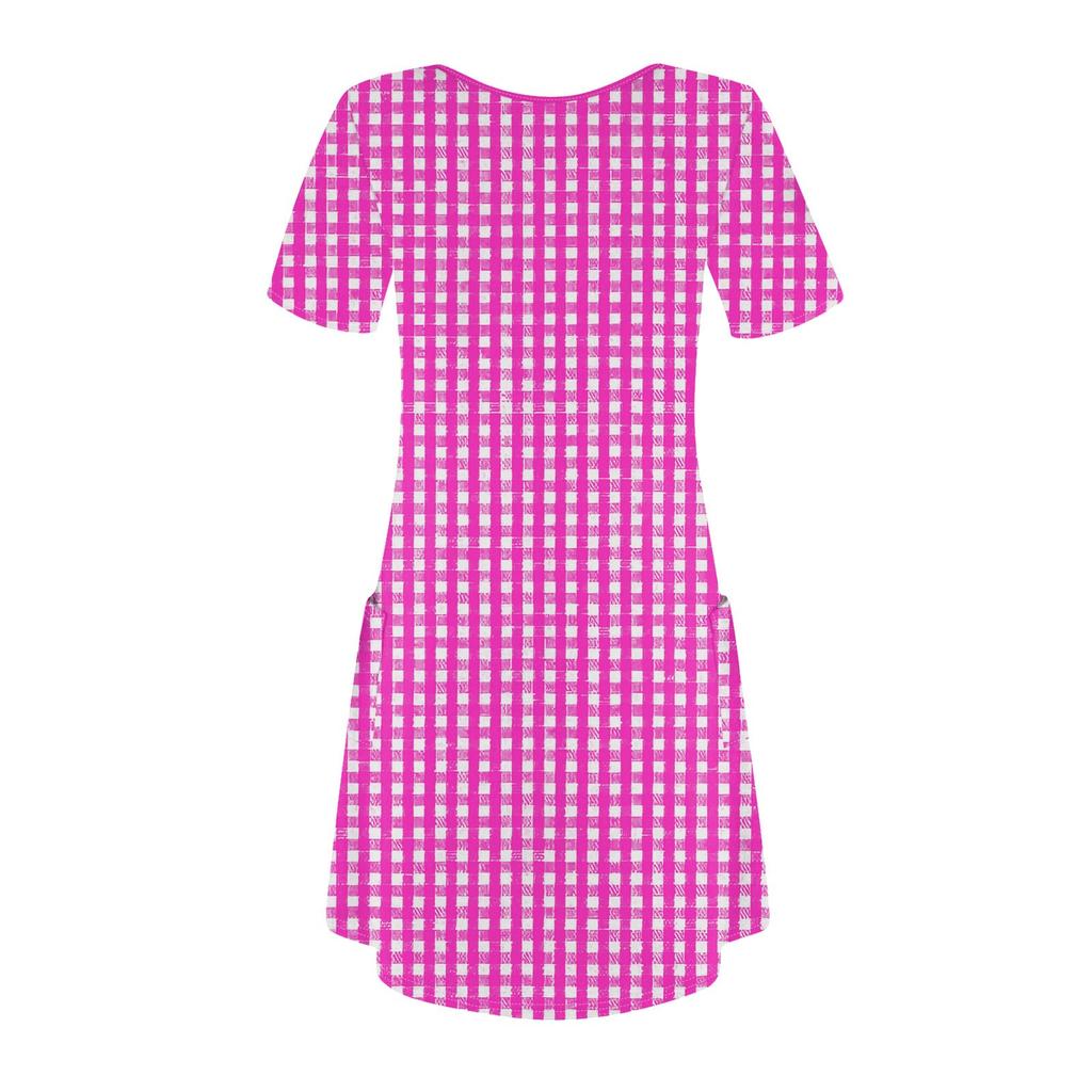 Women's Casual And Fashionable V-neck Short Sleeve Printing Mid Length Dress