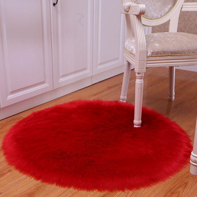 2026 Modern Plush Round Rug: Fluffy Imitation Wool Cushion for Bedroom, Bay Window, Living Room Chair, or Sofa.
