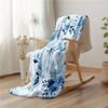 1pc Extra Large Flannel Blanket - Heavyweight All-Season Soft Warm Throw - Blue Floral Bedspread, Sofa Cover, Car & Outdo