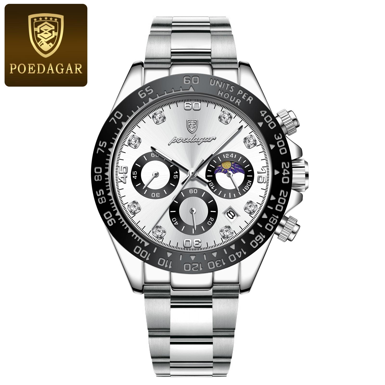 

POEDAGAR Luxury Watch for Men High Quality Luminous Waterproof Chronograph Men s Watch Stainless Steel Quartz Watches Reloj