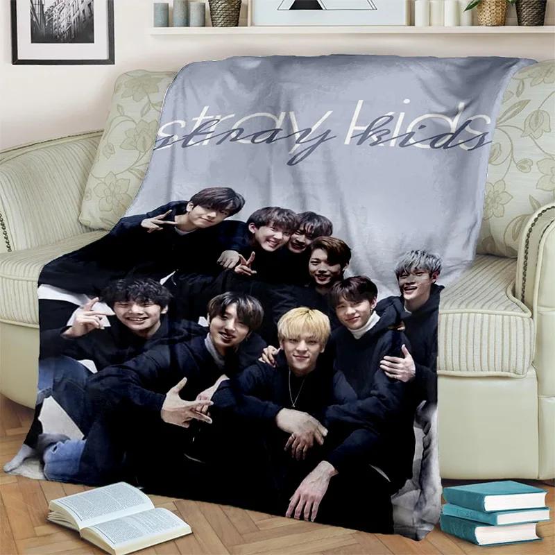 3D Kpop Stray Kids Korea Singer Blanket,Soft Throw Blanket for Home Bedroom Bed Sofa Picnic Travel Office Rest Cover Blanket Kid