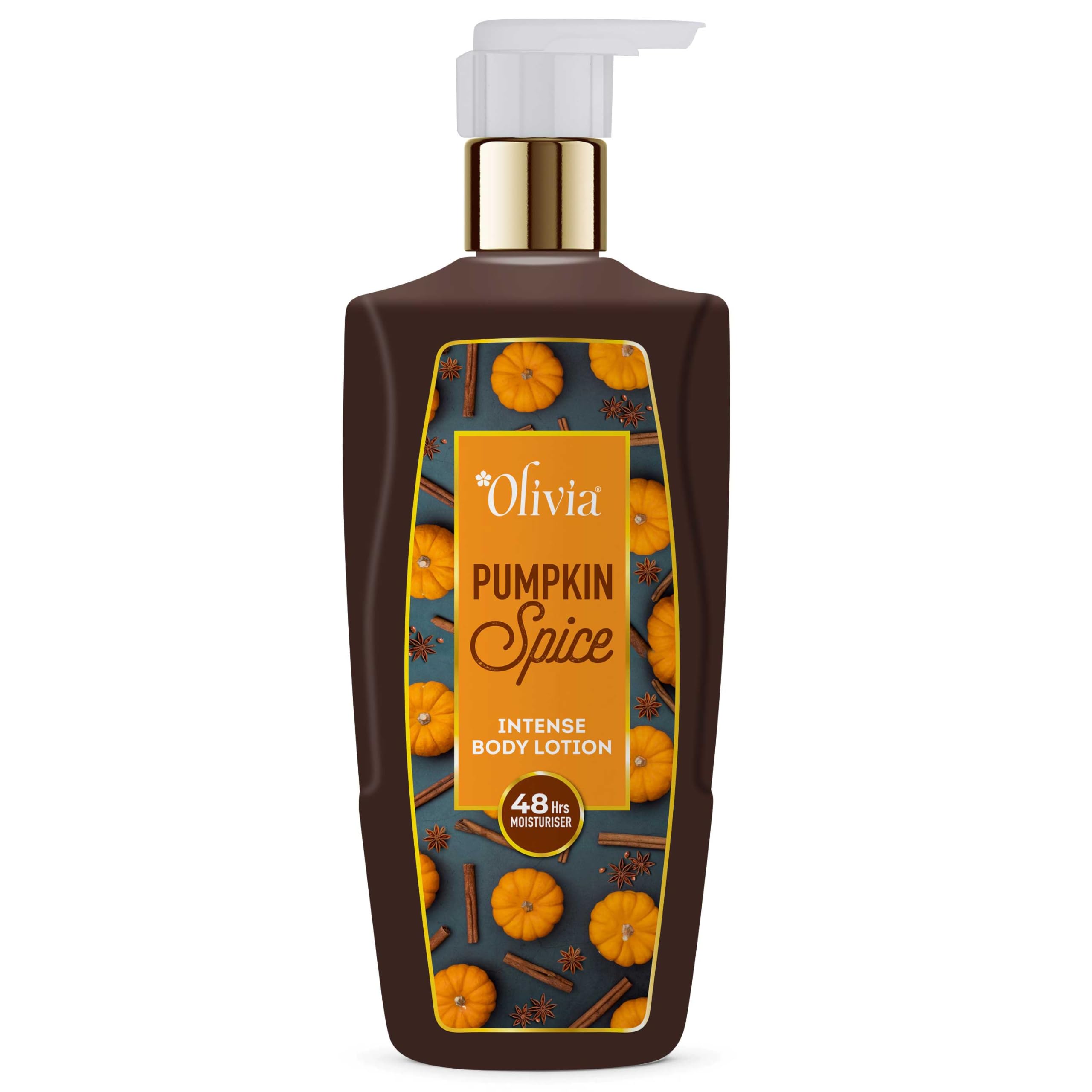 Лосьон для тела Olivia Pumpkin Spice с витаминами A и C | Интенсивно увлажняющий крем на 48 часов для сухой кожи | Увлажняющий лосьон с маслом ши, кокосовым и миндальным маслом