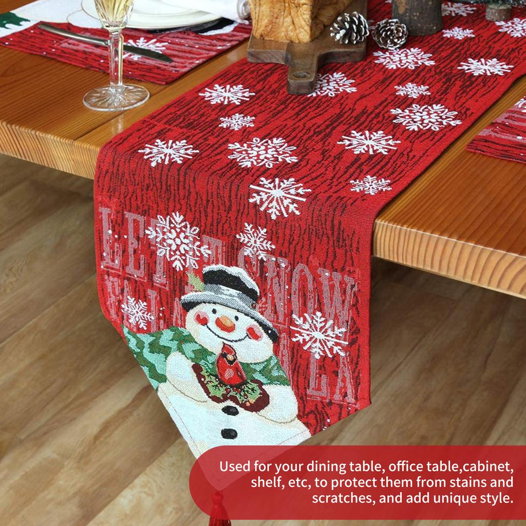 13 X 17inch Snowman Linen-Cotton Blended Placemat Washable Mat for Indoor&Outdoor Dining Table