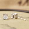 S925 Sterling Silver Natural Ice Chalcedony Stud Earrings Women's Four-claw Green Chalcedony Earrings Fashion Light Luxury Egg Surface Silver Inlay
