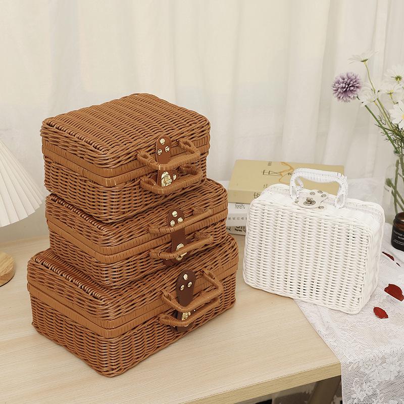 Cesto Portapranzo Retrò in Rattan per la Festa di Metà Autunno e Scatola Ricordo per Matrimonio