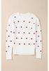 2025 Autumn Heart Print Women's Casual Pullover Sweater - European & American Style, Round Neck, Long Sleeve, Warm Wear