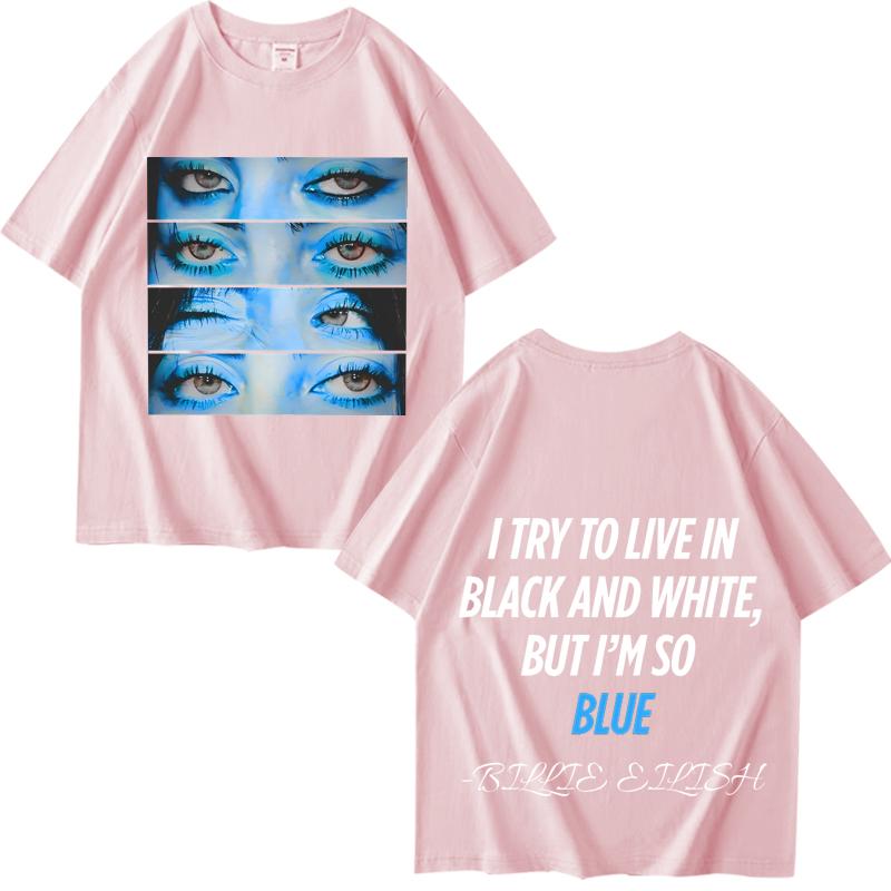 

Billie Tee Blue Eyes Hit Me Hard and Soft T Shirt Men’s Women Oversized 100% Cotton Short Sleeve Summer Print Unisex Tops 4XL