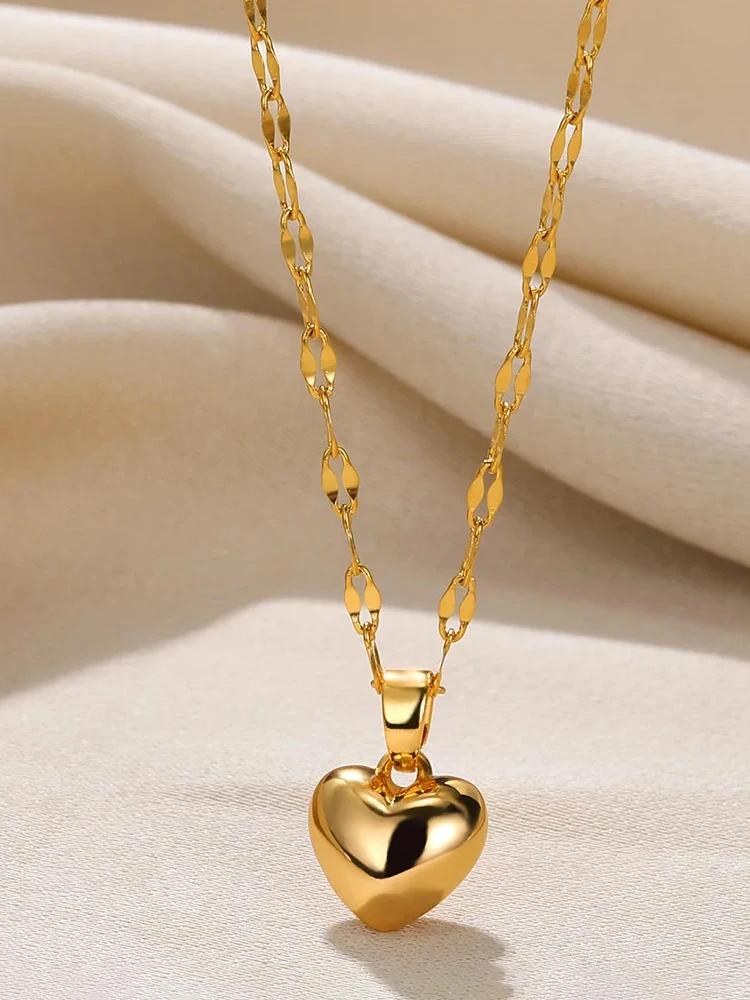Stainless Steel Gold Beloved Charm Pendant Necklace - Trendy Clavicle Chain for Women & Girls, Holiday Gift