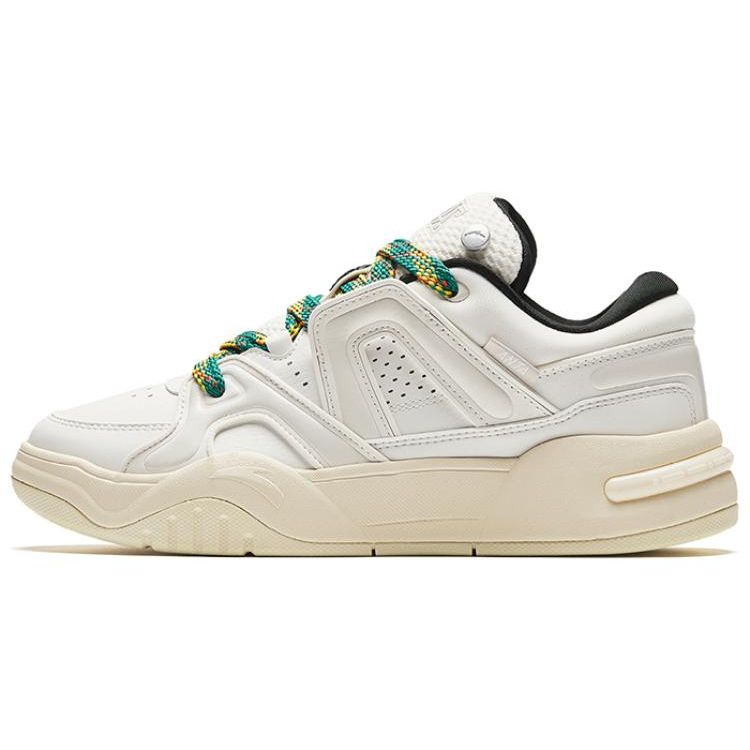 Anta Aojie Sports Durable Low-Top Skate Shoes Women Sneakers Off-White Green 122348070-2 37.5