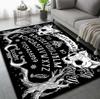 Gothic Skull Floral Pattern Area Mat Non-Slip Rectangle Floor Mat for Indoor Outdoor Garden Patio Handmade Polyester Decorative