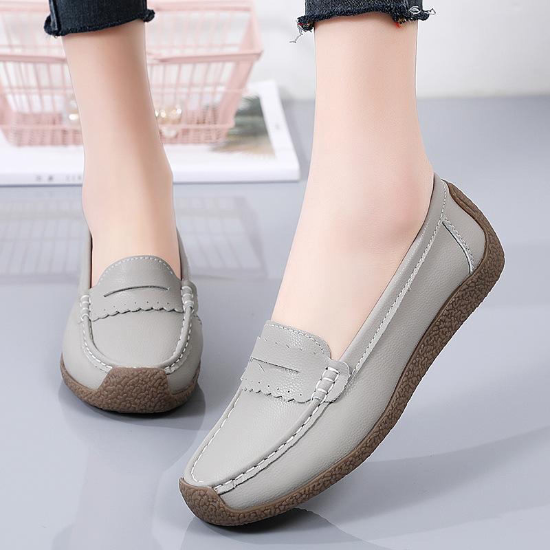 Spring and Summer Plus Size Women's Shoes, Leather Mother Shoes, Lazy Shoes, Low-cut Nurse Shoes, Comfortable Women's Shoes, Peas Shoes