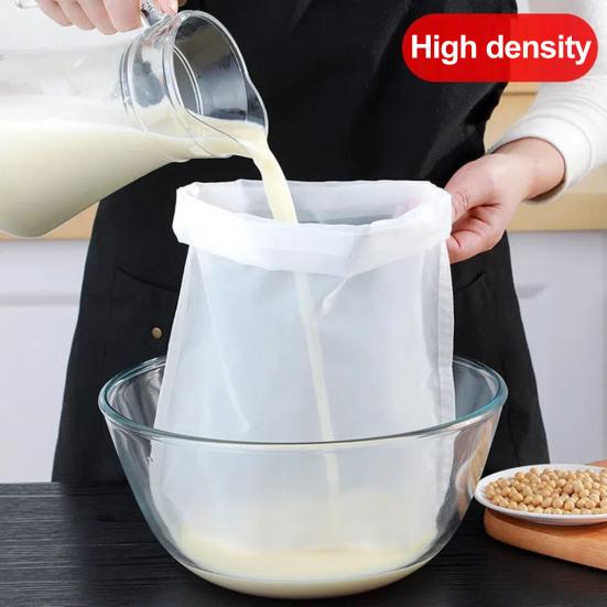 4Pcs Nylon Filter Bag Food-Grade Reusable Mesh Strainer for Nut Milk Cold Brew Coffee Juice Yogurt Strainer Bags Washable Kitchen Helper