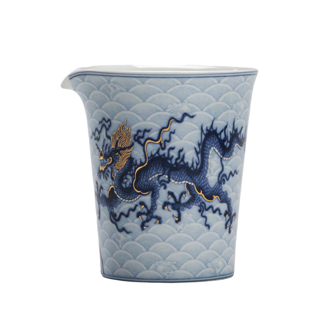 200ML White Porcelain Metal Inlay Blue and White Dragon Tea Fair Cup High End Tea Set Accessories Tea Dispenser Chahai