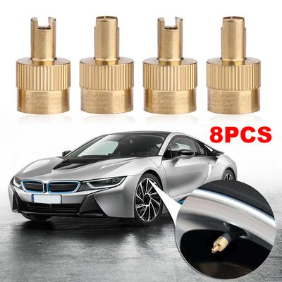 8Pcs Car Motorcycle Bike Tire Valve Caps with Core Remover Tool Copper Wheel Tire Valve Stem Cap Wheel Tire Valve Lid Cover