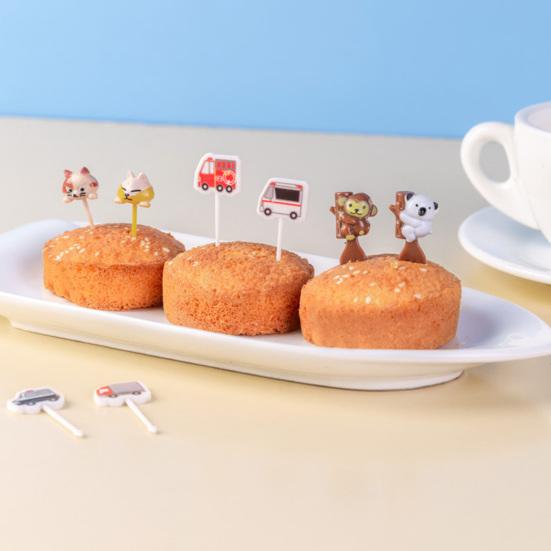 6ks Fruit Fork Cartoon Bez BPA Opakovaně použitelné Protiskluzové Snadno se čistí Víceúčelové plastové auto Koala