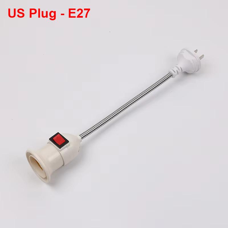 E27 LED Lamp Base EU US Plug Universal Socket Adapter Flexible LED Light Holder With Switch Base Conversion Table Lamp Converter