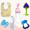 Baby Care Combo – Tree Teether, Spoon Feeder Bottle, Fruit Feeder, Finger Brush & Button Bib Set