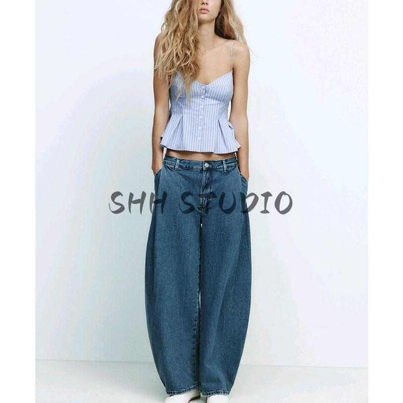 Spring New Women's Clothing French Style Silm Small Pleated Poplin Camisole Waist-Controlled Top 2890420 2178083