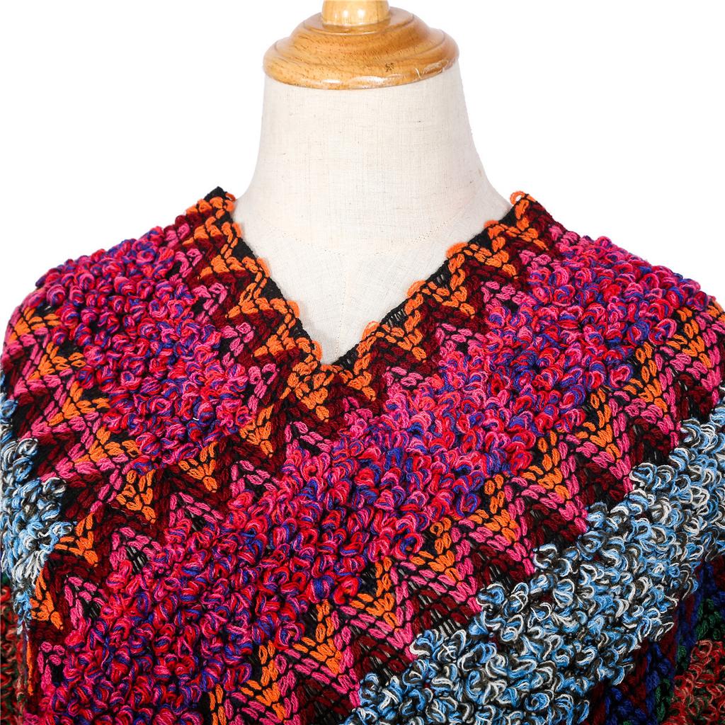 Women Printed Winter Wool Blend Soft Warm Scarf Tassel Wrap Knitted Shawl Scarf