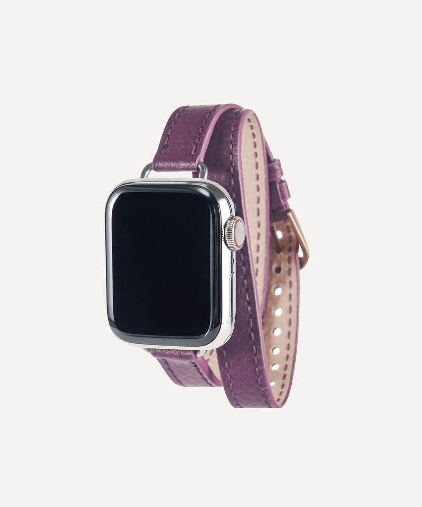 Adeo Apple Watch Double Strap Slim Double Tour Vegan Leather Watch Strap Plum Purple (Type A)